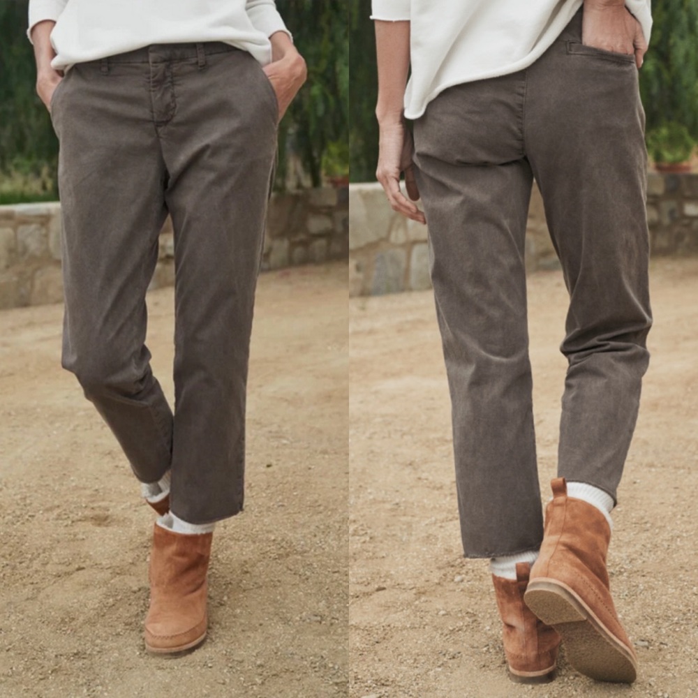 Frank & Eileen Pant Wicklow Chino Twill Mid-Rise Cropped Raw Chocolate 8 GUC
